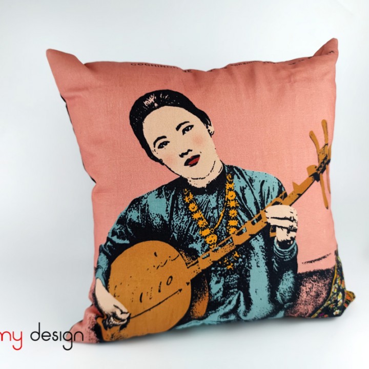 Cushion cover printed Vietnamese ethnic woman- Miss Chau 